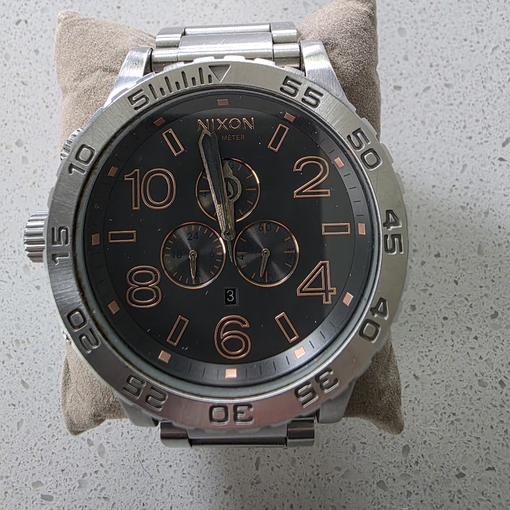 Nixon Gray and Rose Gold 51-30 Chronograph Watch